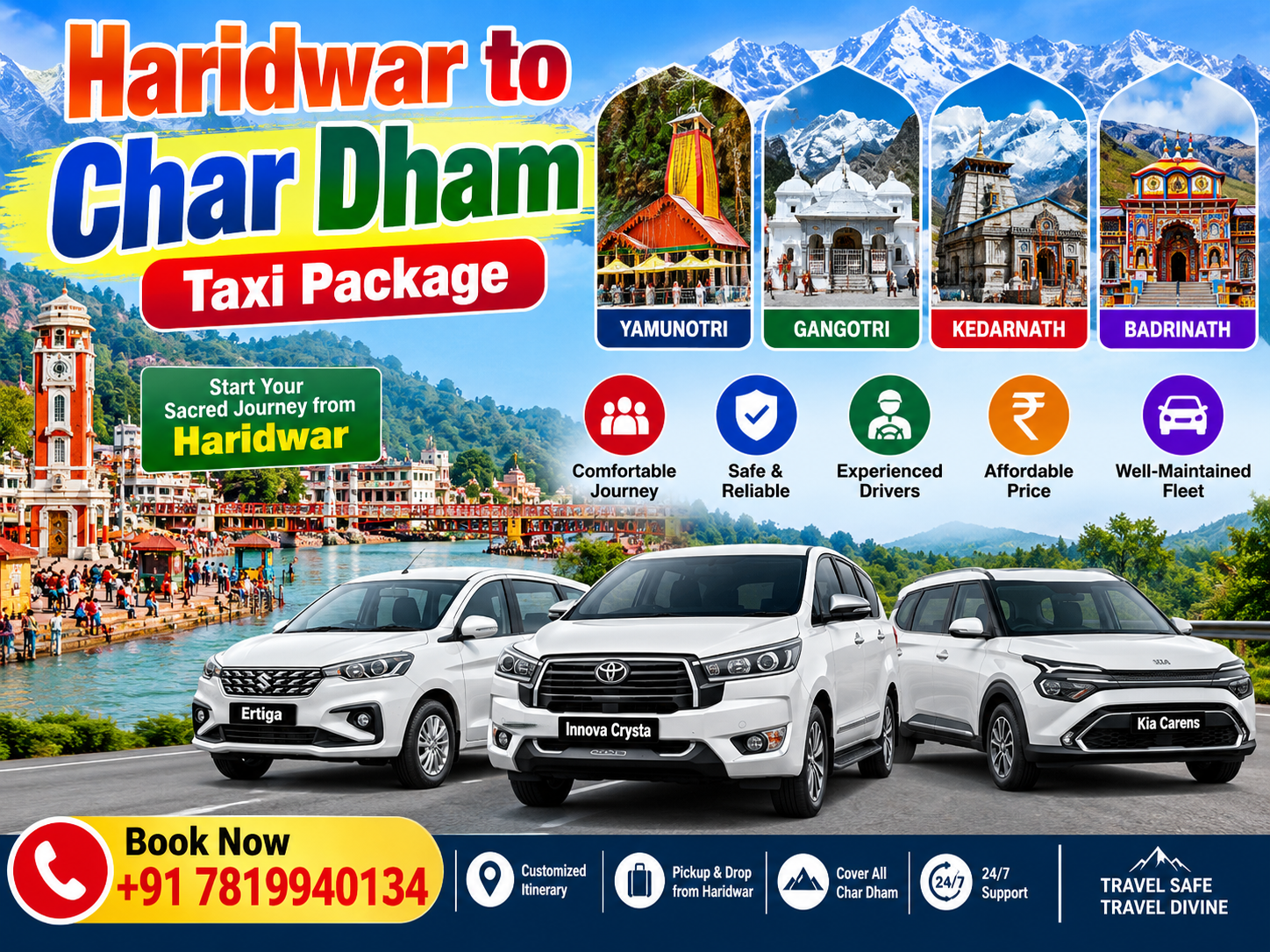 Haridwar to Char Dham Taxi Package