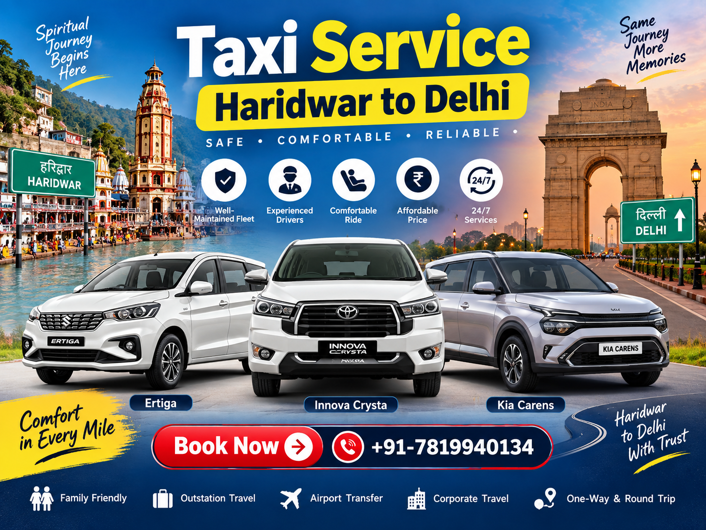 Taxi Service Haridwar to Delhi