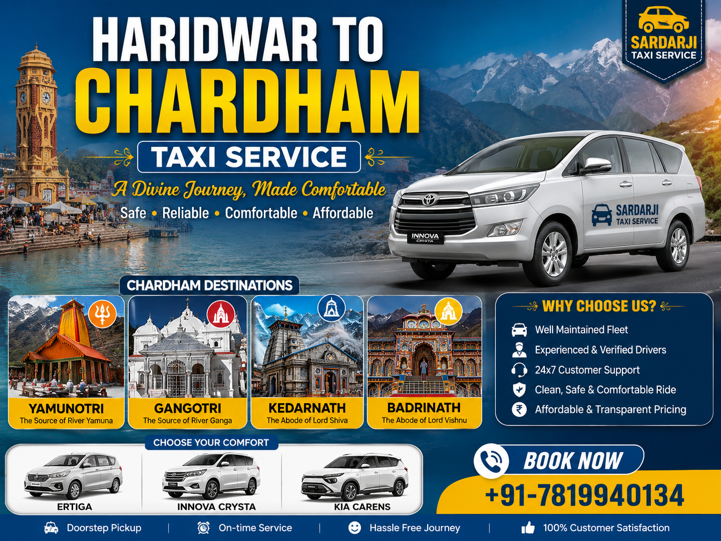 Taxi Service from Haridwar to Chardham 