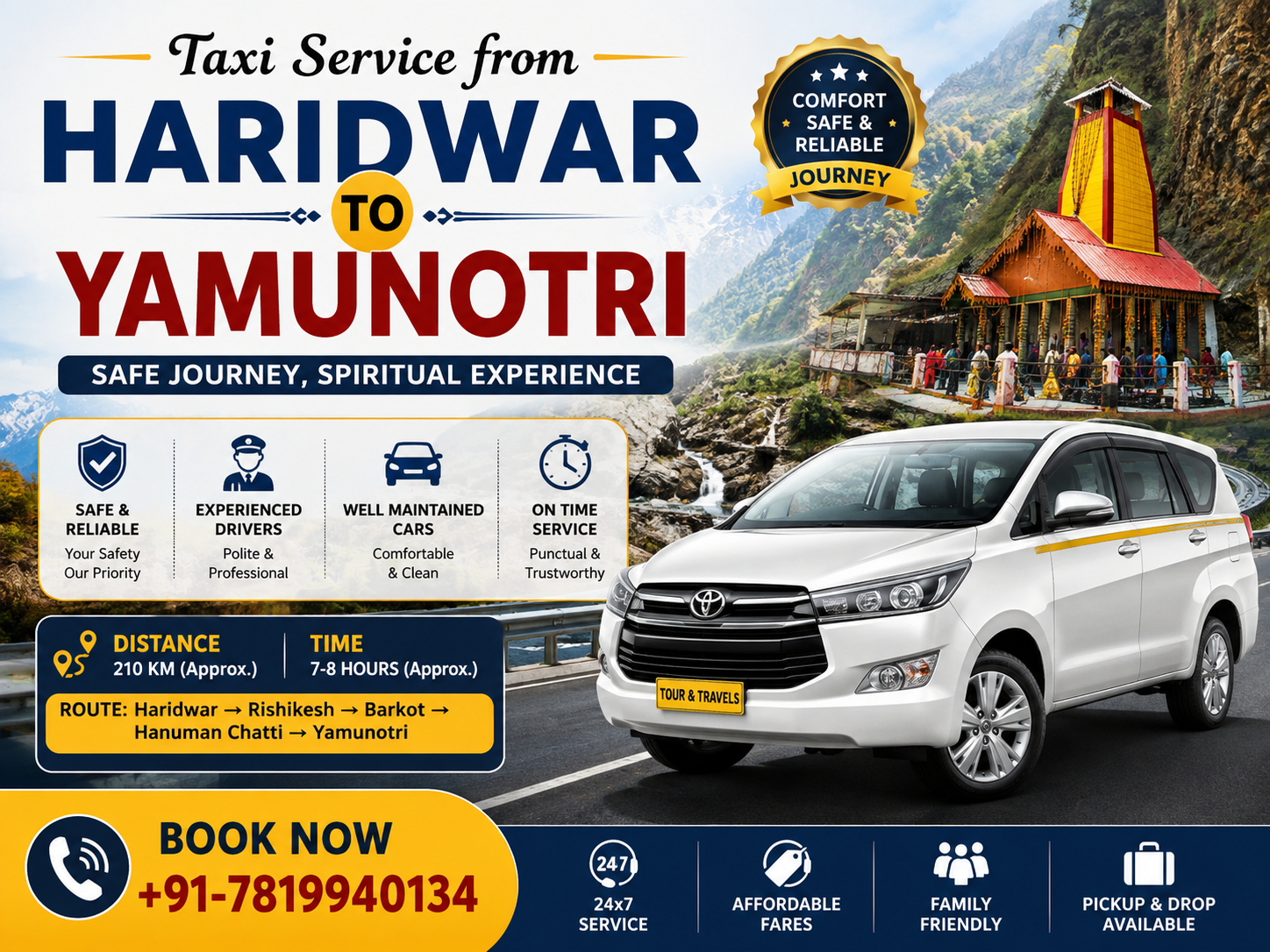 Taxi Service from Haridwar to Yamunotri