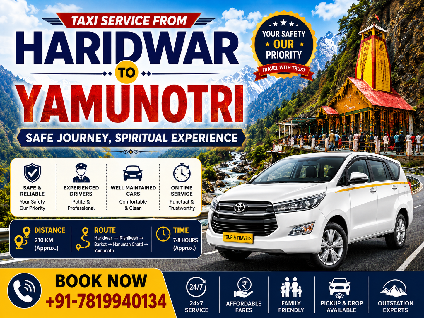 Taxi Service from Haridwar to Yamunotri