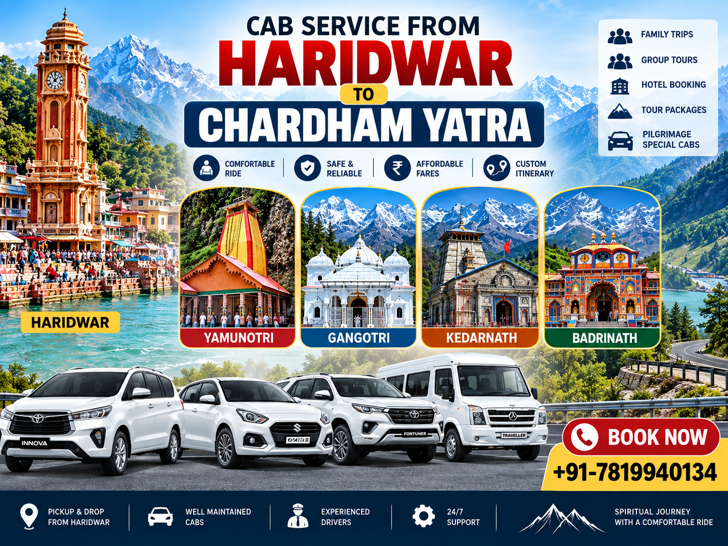 Cab Service from Haridwar to Char Dham