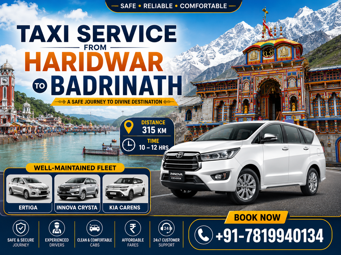Taxi Service from Haridwar to Badrinath